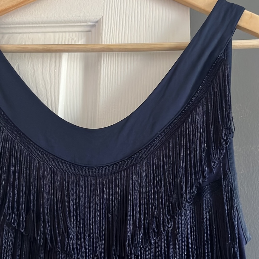 Classic H&M Fringe Party Dress in Midnight Blue